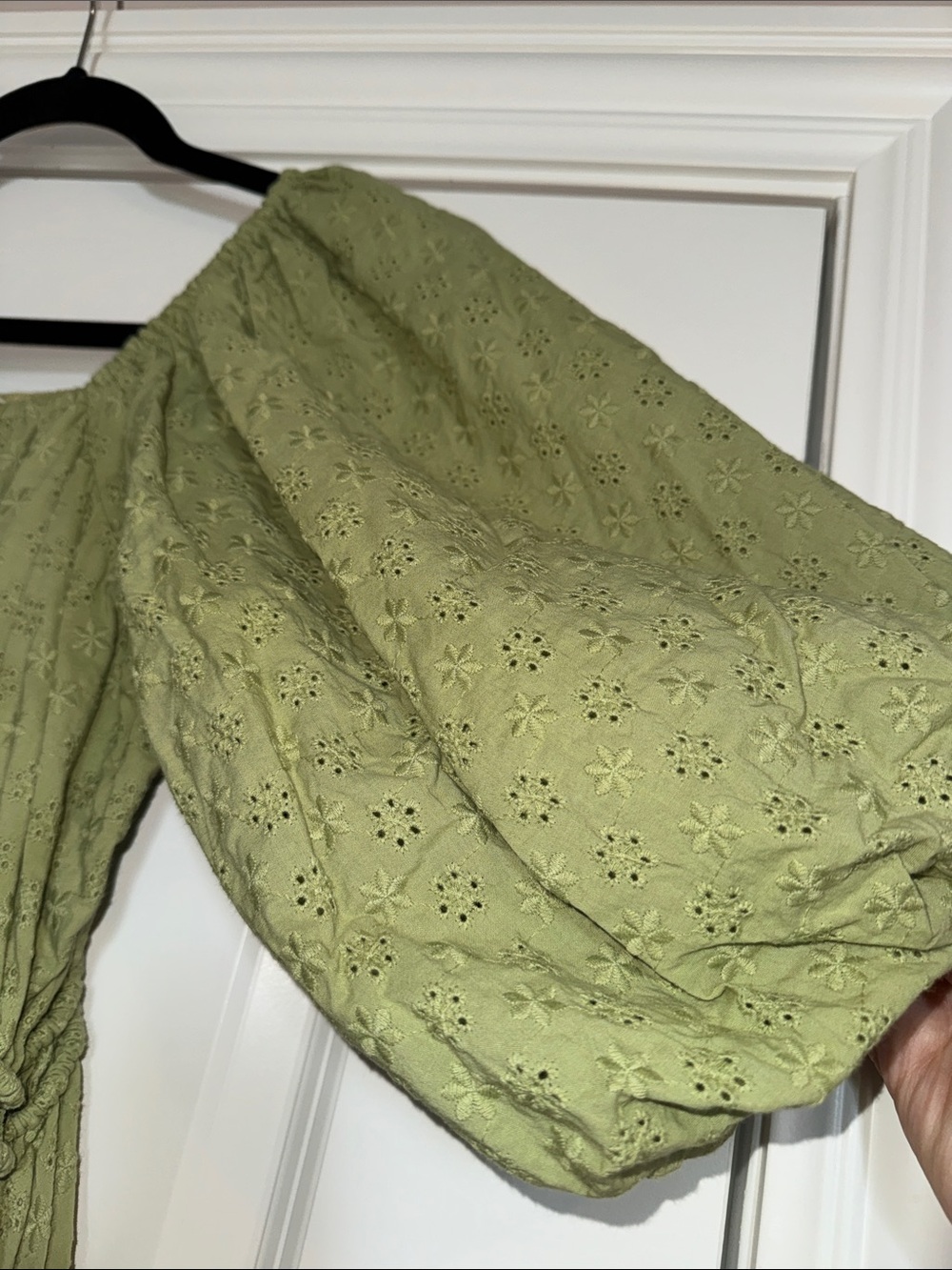 Ivy City Co Olive Green Eyelet Dress with Pink Label - Picture 4 of 6